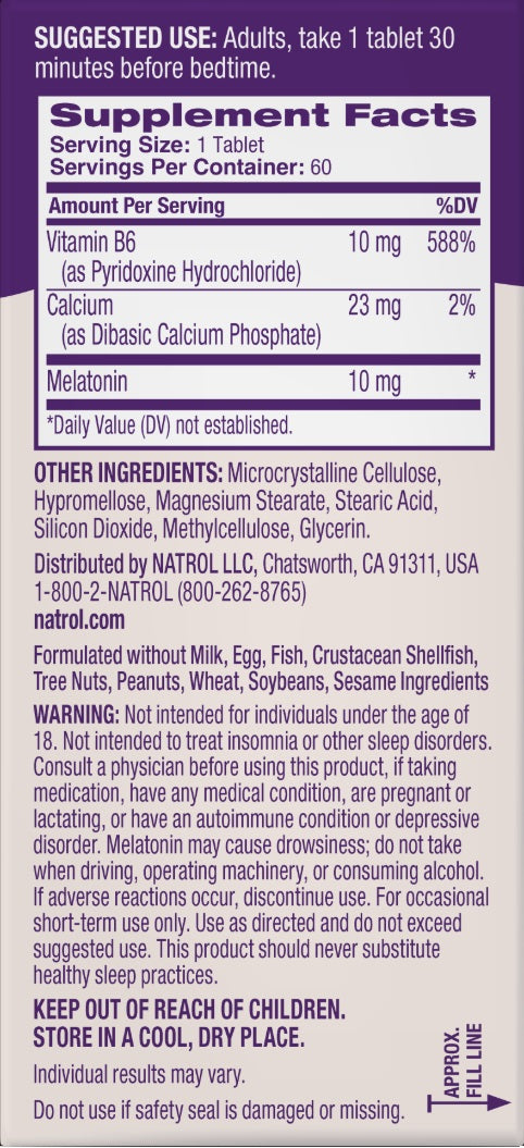 Melatonin Advanced Maximum Strength 10mg Time Release Tablets