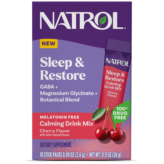 Sleep & Restore Melatonin Free Calming Drink Mix, Cherry Flavor